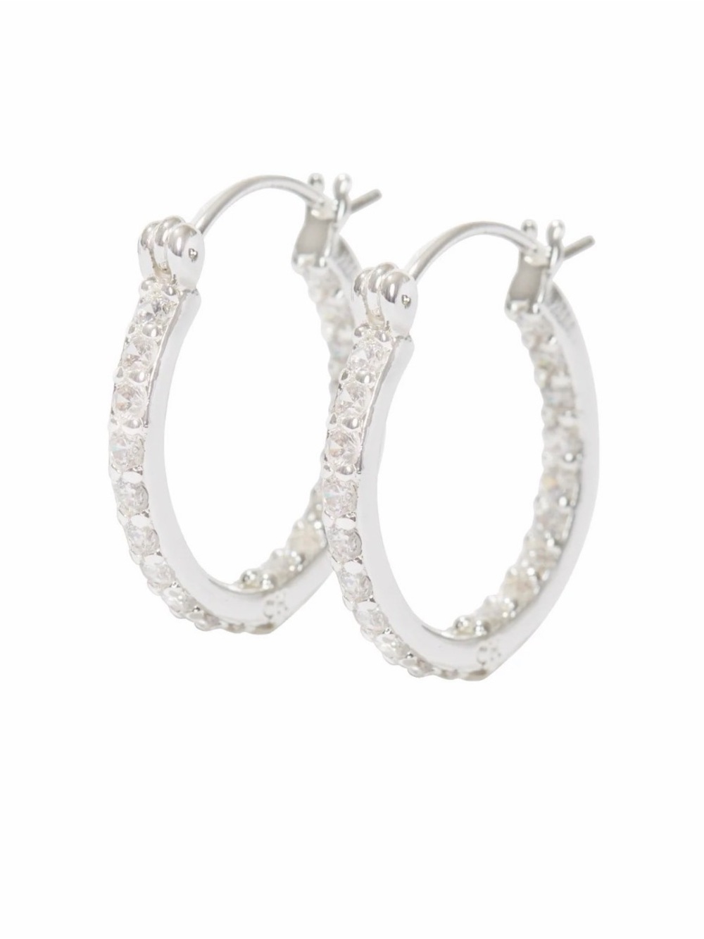 Silver Crystal Pave Hoop Earrings - Sparkling Silver Hoops